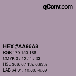 カラーコード: HEX #AA96A8 | qconv.com