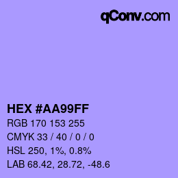 颜色代码: HEX #AA99FF | qconv.com