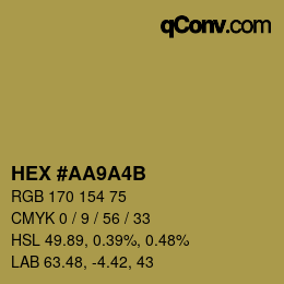 Farbcode: HEX #AA9A4B | qconv.com