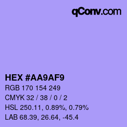 Color code: HEX #AA9AF9 | qconv.com