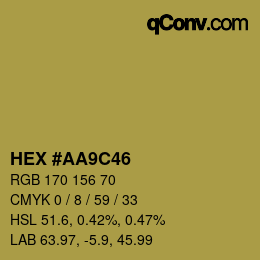 Color code: HEX #AA9C46 | qconv.com