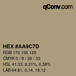 颜色代码: HEX #AA9C7D | qconv.com