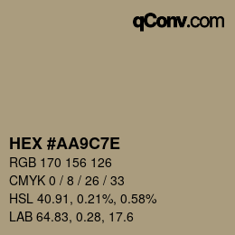 カラーコード: HEX #AA9C7E | qconv.com
