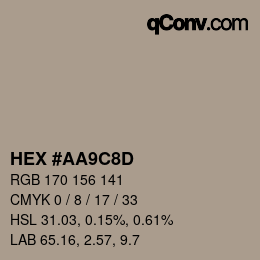 カラーコード: HEX #AA9C8D | qconv.com