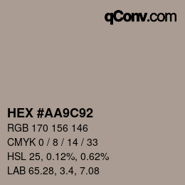 颜色代码: HEX #AA9C92 | qconv.com