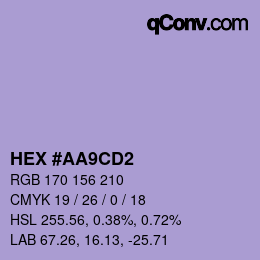 Color code: HEX #AA9CD2 | qconv.com