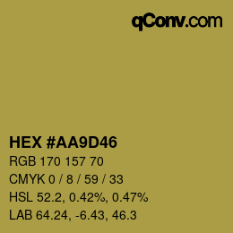 颜色代码: HEX #AA9D46 | qconv.com