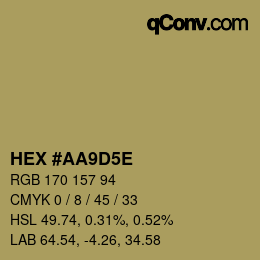 Color code: HEX #AA9D5E | qconv.com