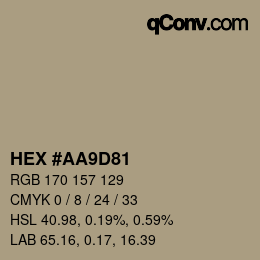 Código de color: HEX #AA9D81 | qconv.com