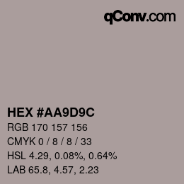 Color code: HEX #AA9D9C | qconv.com