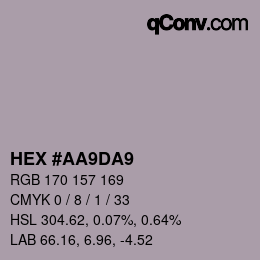 Código de color: HEX #AA9DA9 | qconv.com