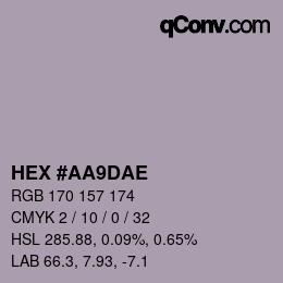 Color code: HEX #AA9DAE | qconv.com