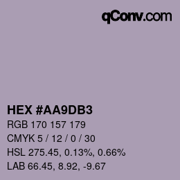 Color code: HEX #AA9DB3 | qconv.com