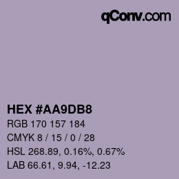 Código de color: HEX #AA9DB8 | qconv.com