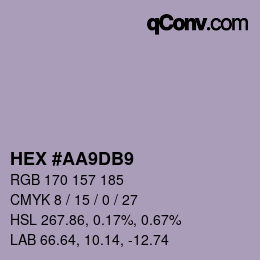 Código de color: HEX #AA9DB9 | qconv.com