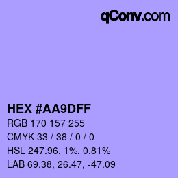 颜色代码: HEX #AA9DFF | qconv.com