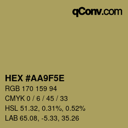 Color code: HEX #AA9F5E | qconv.com