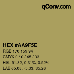 カラーコード: HEX #AA9F5E | qconv.com