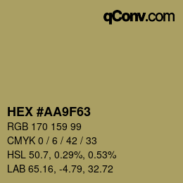 Color code: HEX #AA9F63 | qconv.com