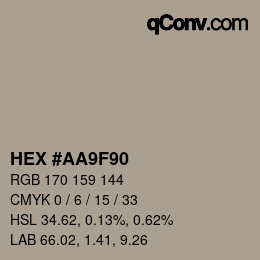 カラーコード: HEX #AA9F90 | qconv.com