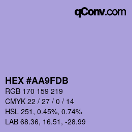 カラーコード: HEX #AA9FDB | qconv.com