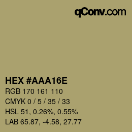 Color code: HEX #AAA16E | qconv.com