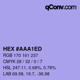 カラーコード: HEX #AAA1ED | qconv.com