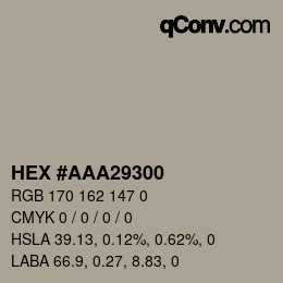 Farbcode: HEX #AAA29300 | qconv.com