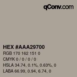 カラーコード: HEX #AAA29700 | qconv.com