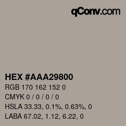 Color code: HEX #AAA29800 | qconv.com