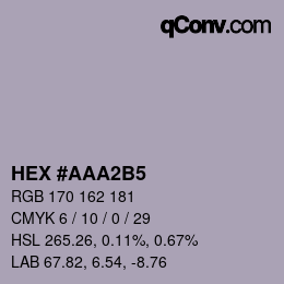 カラーコード: HEX #AAA2B5 | qconv.com