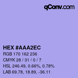 カラーコード: HEX #AAA2EC | qconv.com
