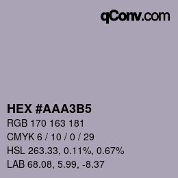 颜色代码: HEX #AAA3B5 | qconv.com
