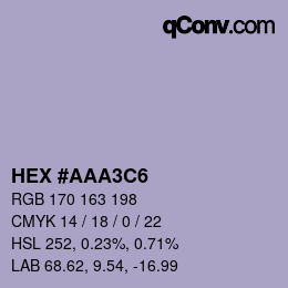 Color code: HEX #AAA3C6 | qconv.com