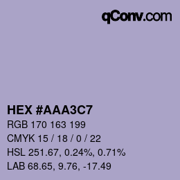 Color code: HEX #AAA3C7 | qconv.com