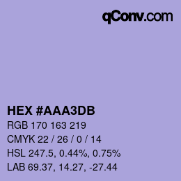 カラーコード: HEX #AAA3DB | qconv.com