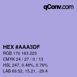 カラーコード: HEX #AAA3DF | qconv.com