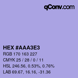 Color code: HEX #AAA3E3 | qconv.com