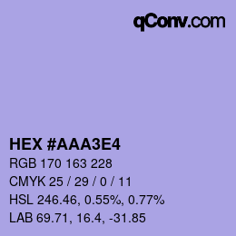 Color code: HEX #AAA3E4 | qconv.com