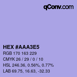 Color code: HEX #AAA3E5 | qconv.com