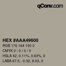 Color code: HEX #AAA49600 | qconv.com
