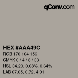 カラーコード: HEX #AAA49C | qconv.com
