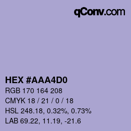 カラーコード: HEX #AAA4D0 | qconv.com