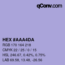 Farbcode: HEX #AAA4DA | qconv.com