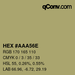 カラーコード: HEX #AAA56E | qconv.com