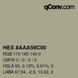 Color code: HEX #AAA58C00 | qconv.com