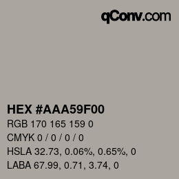 Color code: HEX #AAA59F00 | qconv.com
