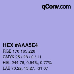 颜色代码: HEX #AAA5E4 | qconv.com