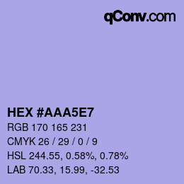 Color code: HEX #AAA5E7 | qconv.com