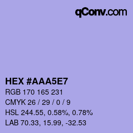 カラーコード: HEX #AAA5E7 | qconv.com